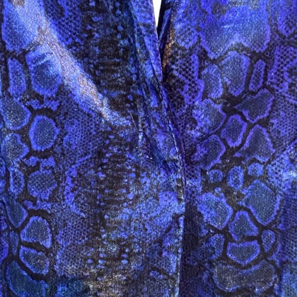 ELIE TAHARI OMBRE VELVET ANIMAL PRINT SMOKING JACKET BLAZER DUSTER ROYAL BLUE S - Picture 6 of 11